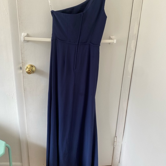 David’s bridal one shoulder marine chiffon gown size 2 - Picture 3 of 5